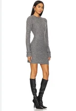 Lovers & Friends Revolve Gray Knit Sweater Dress “EVIE” Long Sleeve Mini NWT S