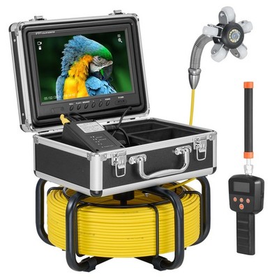 9in HD Screen Sewer Camera 98ft, Self-Leveling, 512Hz Locator