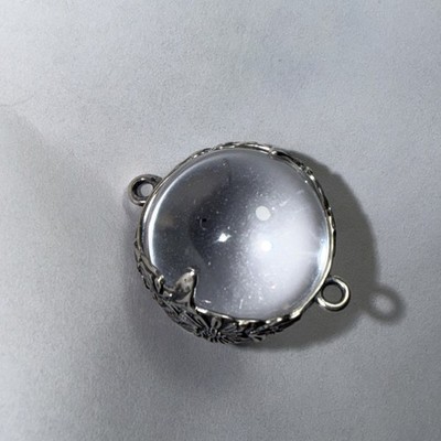 Pools Of Light Rock Crystal Sterling Wrapped Orb Two Loops For Jewlery Making
