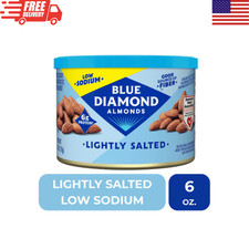 Blue Diamond Lightly Salted Almonds 6 oz Can Low Sodium Healthy Snack Nuts 1 2