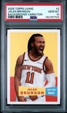 2025 TOPPS LIVING BACKGROUND VARIATION #2 JALEN BRUNSON PSA 10