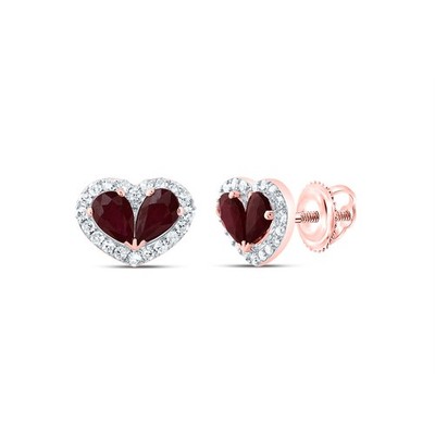 1,04 ctw natürliche Diamant rote Herz Ohrstecker 14kt Rotgold
