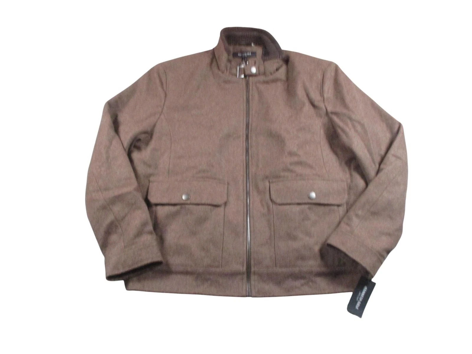 Kenneth Cole Jacket Mens XL Brown Wool Blend Zip Front Quilted Lined Casual
