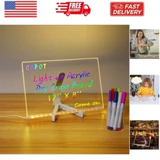 Acrylic Dry Erase Board with Light 11.8 X 7.9” Clear Light up Dry Erase Board...