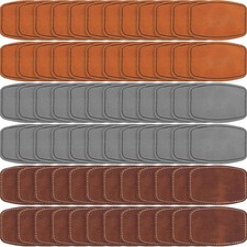 Dunzy 60 Pcs Blank Leatherette Hat Patches with 2x3inch, Khaki, Gray, Brown