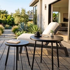 2-pack Solar Powered Led Side Table Set, Black Iron Outdoor/indoor