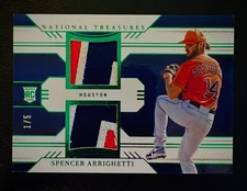 2024 National Treasures #GSD-SA SPENCER ARRIGHETTI Dual Patch 1/5 1st on Print🔥