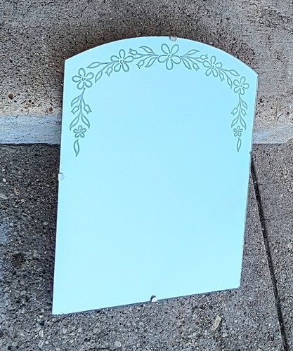 Vintage Arched Top Frameless Bathroom Vanity Accent Wall Mirror w/ Floral Border