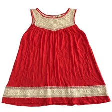 Umgee Womens Hippie Boho Retro Cowgirl Babydoll Mini Dress Swing Top Lace Size S