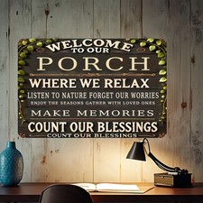 Welcome to Our Porch Rustic Outdoor Tin Metal Signs Home D cor 8x12