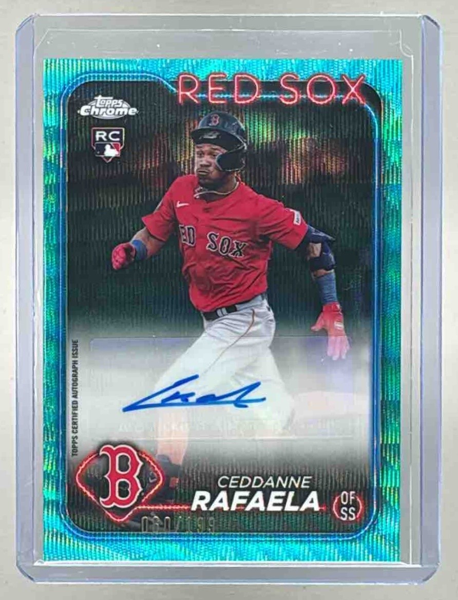 2024 Topps Chrome Update Ceddanne Rafaela Auto Aqua Wave Refractor /199 Rookie