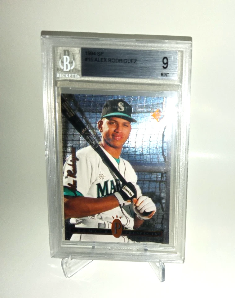 Tarjeta de aluminio Beckett 9 Prospects 1994 rara de novato con cubierta superior Alex Rodriguez #15 Foto 4 de 4