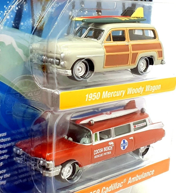 Johnny Lightning 1/64 Scale JLPK022 Surf Rods - Mercury/ Cadillac - Grey/ Orange - image 2 of 4