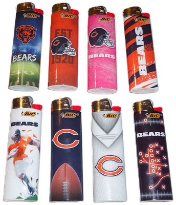 Bic Chicago Bears NFL Football Disposable Lighters 50 Count Tray 8 Mix  Designs
