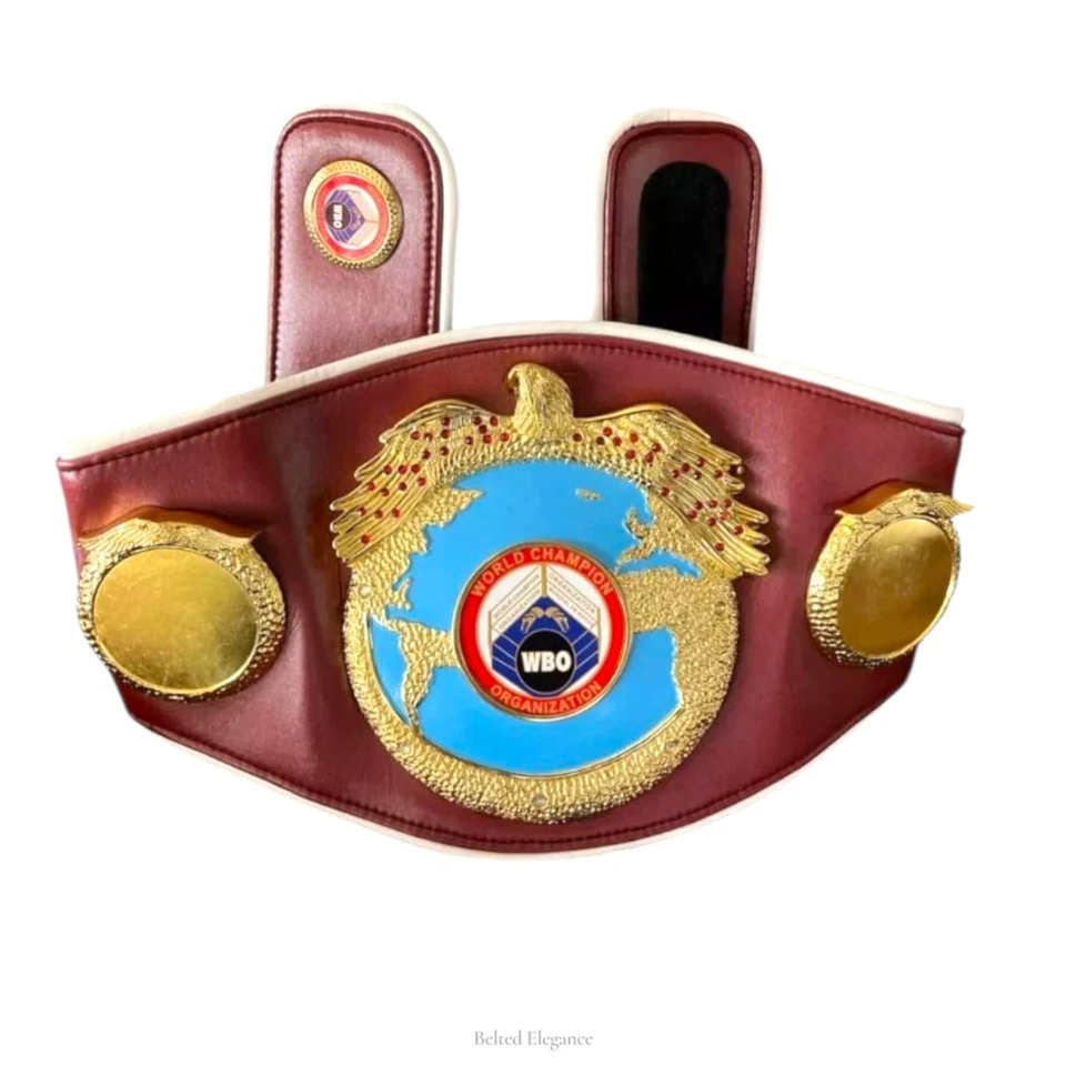 Réplica de Cinturón de Cuero Campeonato de la OMB - Hecho en 3D Oro Boxeo Título Adulto Talla Nuevo Foto 3 de 4