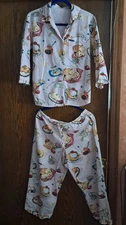 Nick & Nora Pajama Set  Pink Cafe Breakfast Top and Bottom Size S/M 8