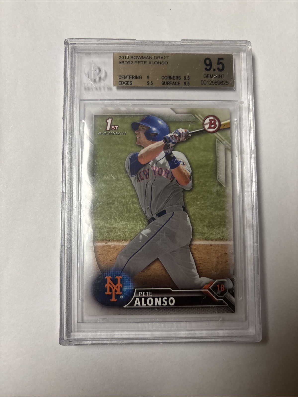 2016 BOWMAN DRAFT PETE ALONSO BGS GEM MT 9.5 NEW YORK METS BALTIMORE ORIOLES
