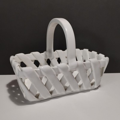 Dept. 56 Bread Fruit Flower Basket Server Woven White Ceramic Made in Italy