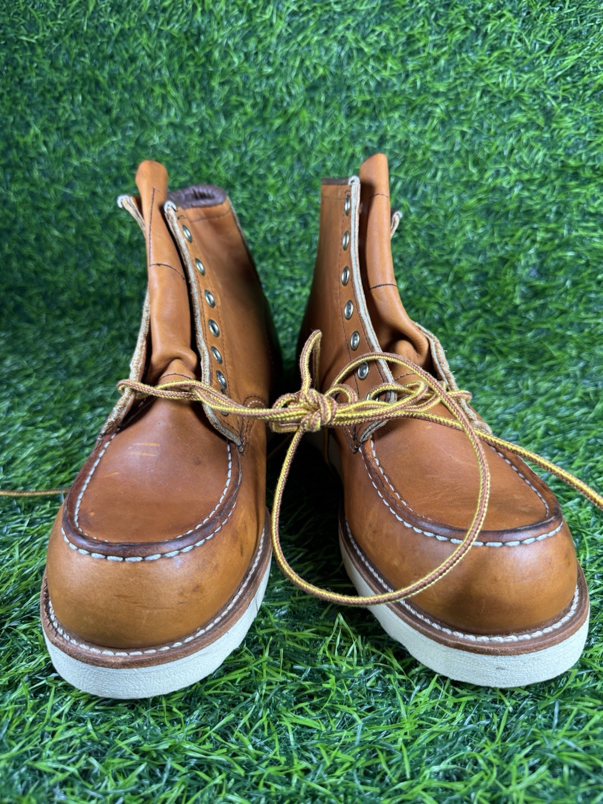 Red Wing Shoes Moc Toe Heritage Boots Men 7.5 D Orange Leather Ankle ...