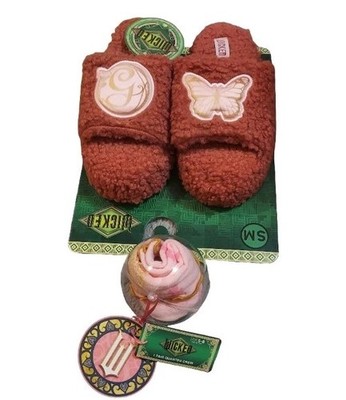 Wicked Glinda Platform Sherpa Spa Slippers + Glinda Crew Socks Size SM 5-6 NWT
