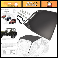 Heavy-duty Black Bikini Top For Jeep Cj7 Cj8 Wrangler Yj - Upgraded Hardware