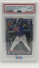 2024 Bowman Chrome Sebastian Walcott Chrome Prospects Mega Box Rangers PSA 10