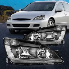 Black Housing For 2003 2004 2005 2006 2007 Honda Accord Headlights Assembly Pair