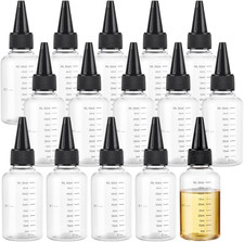 15 Bottiglie Da 50 Ml in Plastica Trasparente Con Dosatore Graduato, Con Tappo a