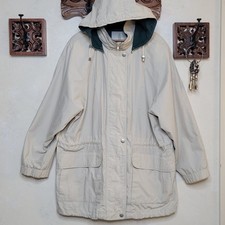 VTG London Fog Mens Lightweight Khaki Tan Cargo Parka Jacket Removable Hood XL