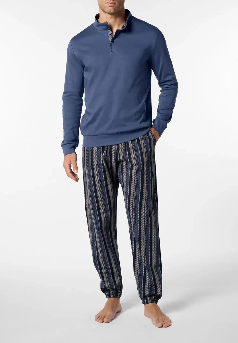 Pigiama Taglie Forti Pigiama Uomo Classico In Cotone Popeline - Giacca Con Bottoni E Pantaloni Lunghi, Taglie Forti Pigiama Classico Popeline - 4