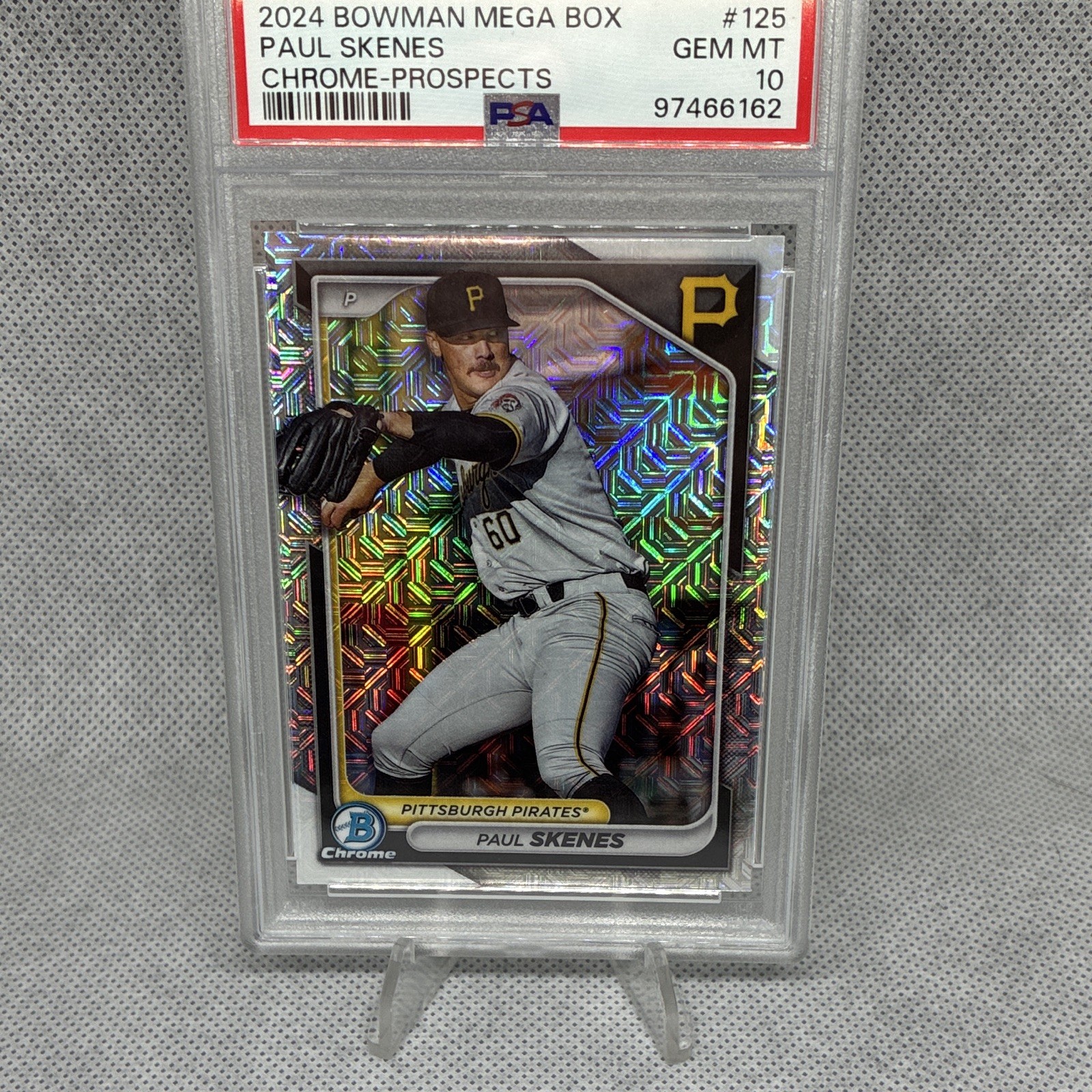 Bowman 2024 Mega Box Chrome Prospects Paul Skenes BCP-125 Mojo RC PSA 10