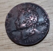1826 Half Penny George IV Copper Coin Georgian Era UK GB