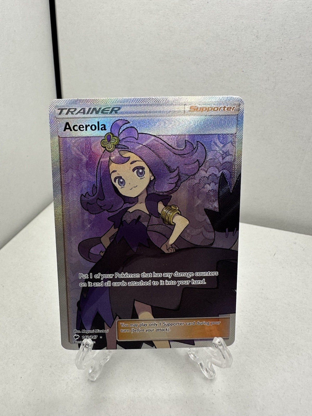 Pokémon Acerola Full Art Holo Card 142/147 Sm-Burning Shadows
