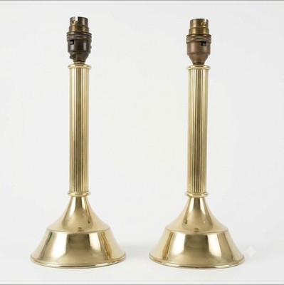Paar Messing Kerzenständer Säule Tischlampen Vintage Beleuchtung