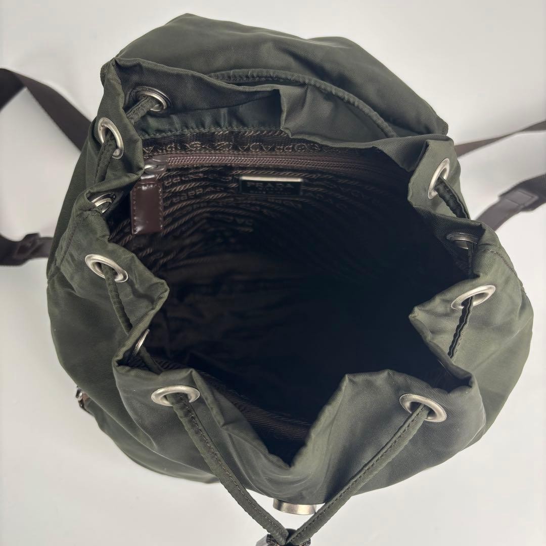Prada backpack triangular logo nylon leather draw… - image 16