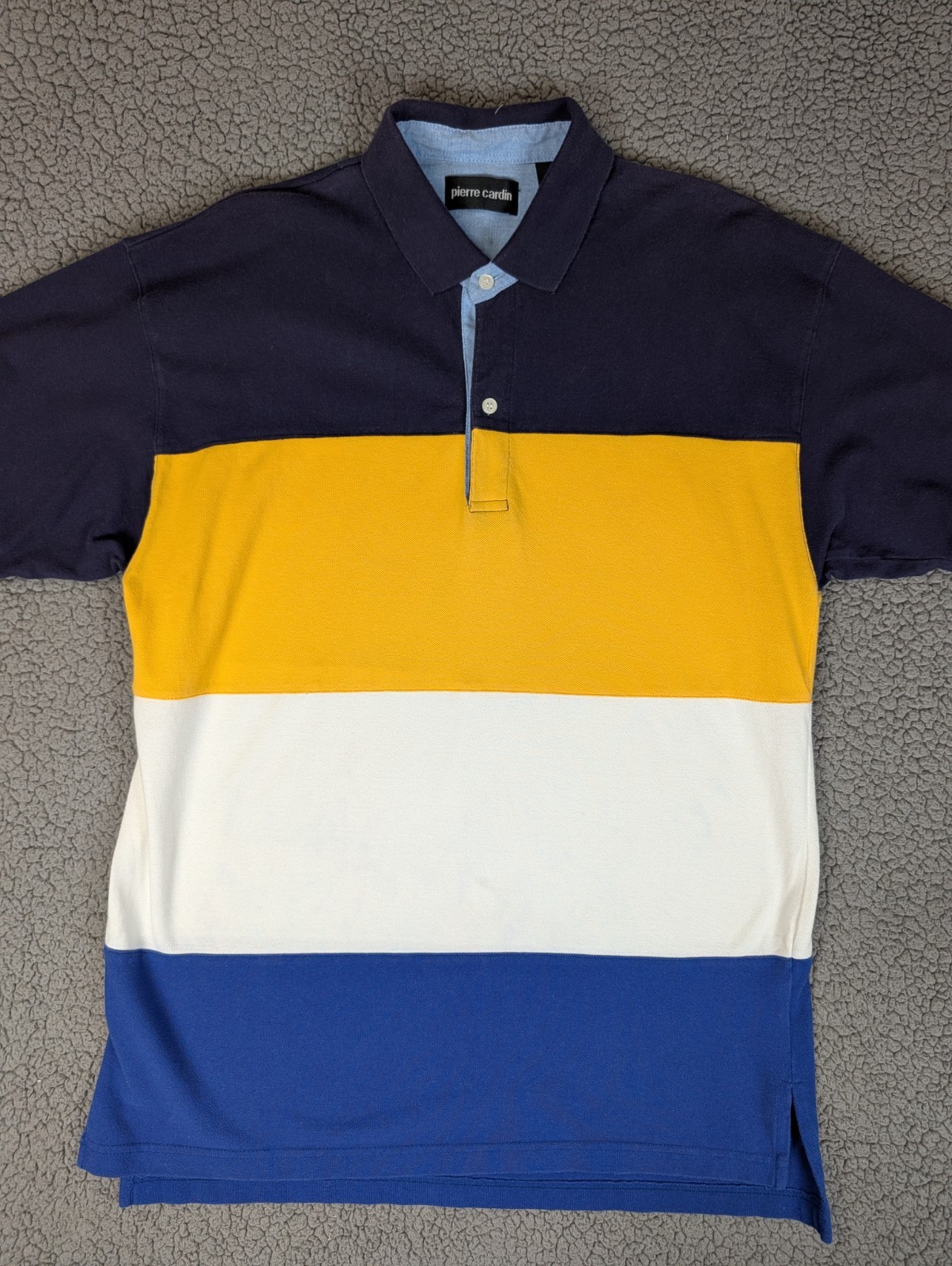 Vintage Pierre Cardin Polo Shirt Mens Medium Colorblock 90s Retro Oversized Boxy