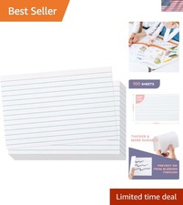 Heavy Weight Index Cards 4x6 Ruled - 240GSM/90LB 100 Pack White Lined Note Ca...