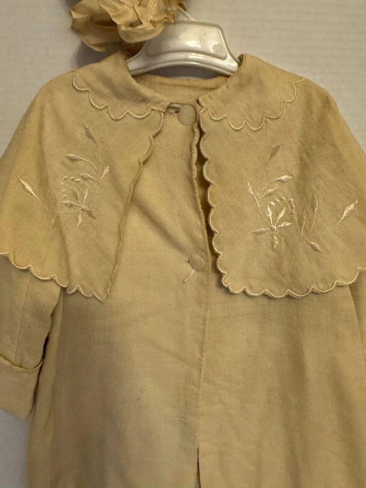 Vintage Antique Long Baby Coat and Cap Set Victorian Era - Image 2 of 4