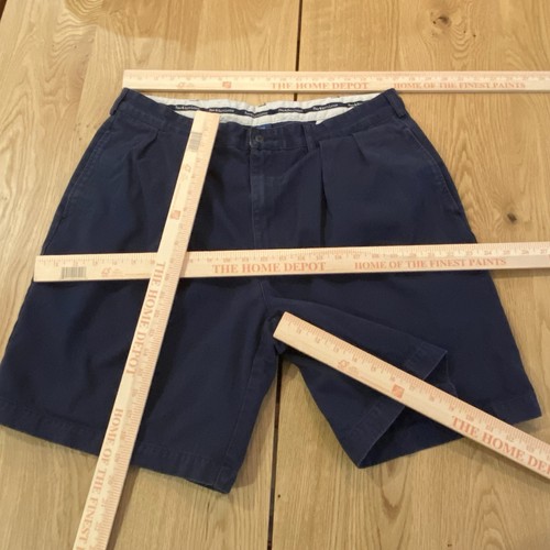 Vintage Polo Ralph Lauren Cormac Pleated Golf Shorts Men SZ 34 Navy Loose 8” Ins - Picture 3 of 8