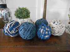 Vintage Primitive Farmhouse Rag Balls Bowl Filler Six