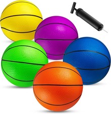 Mini Basketball Set for Kids - 6 Inch 5 Pack w/ Hand Pump - Small Size Indo...