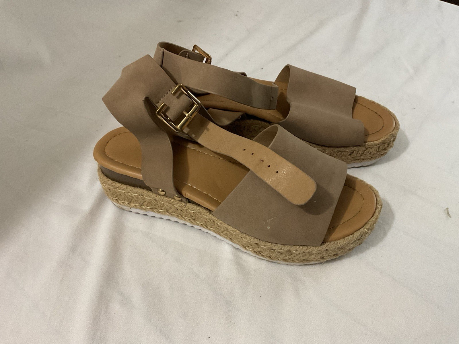 Soda Shoes Women Size 7 Topic Platform Sandals Tan Dark Natural Summer Beach
