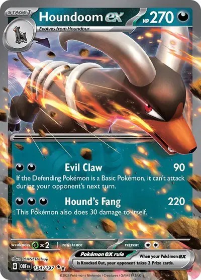 Houndoom ex 134/197 Holo Rare Obsidian Flames | NM/MT | Pokemon Trading Card TCG