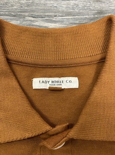 Lady White Co. Shirt 38 Medium Brown Stretch Short Sleeve Collared Button Down - Picture 2 of 5