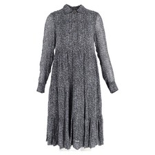 Ganni Midi Floral Print Tiered Long Sleeve Dress In Viscose Women Multic Size