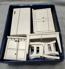 Lot Of 6 Pieces Kitchen Set Miniature Dollhouse Furniture White Fridge Oven More