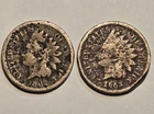 1862 & 1863 Indian Head Cent 1c Penny, Lot of 2  Good Details, Env Damage
