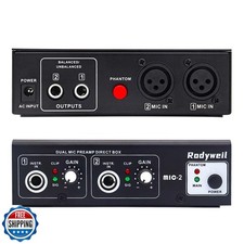 Rodyweil Microphone Preamp Mic Booster 4 Input Max 65db DI Box wi