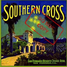 Southern Cross Brand Orange San Fernando Fruit Crate Label Art Print 8x8