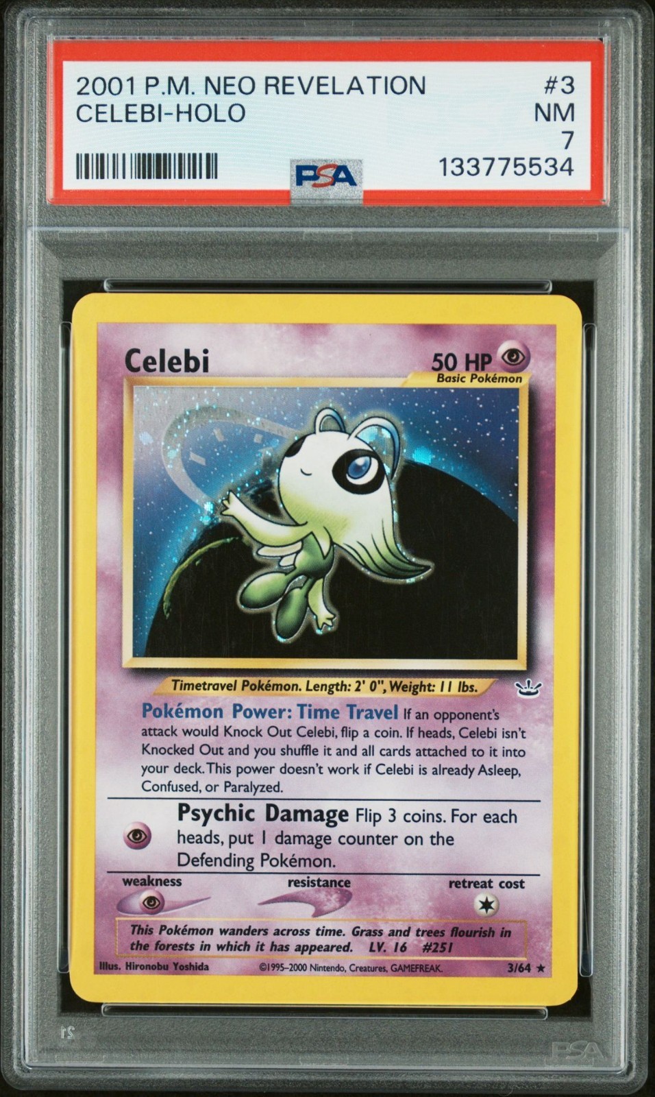 2001 POKEMON NEO REVELATION #3 CELEBI-HOLO PSA 7